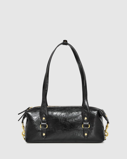 Black Tide Sling PU Bag with zip closure - alternate view