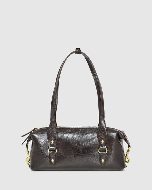 Chocolate Tide Sling PU Bag with handle drop 20cm - alternate view