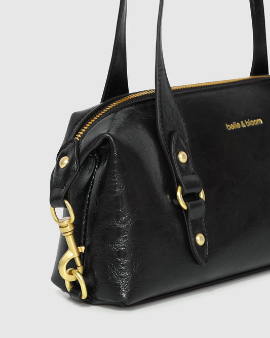Black Tide Sling PU Bag with handle drop 20cm - alternate view
