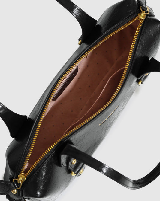 Black Tide Sling PU Bag with structured elongated shoulder bag silhouette - alternate view