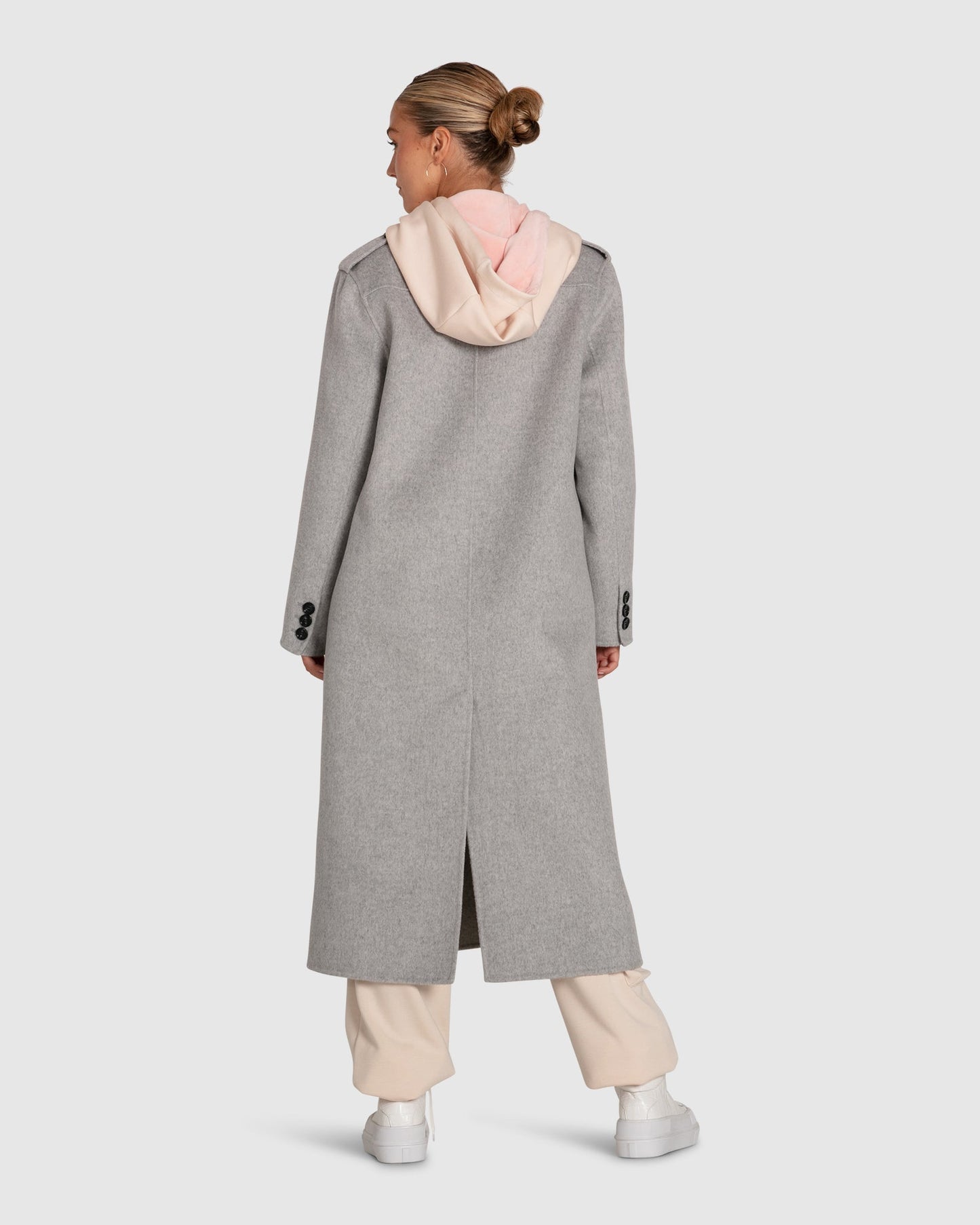 Tainted Love Wool Blend Longline Coat - Grey Marle