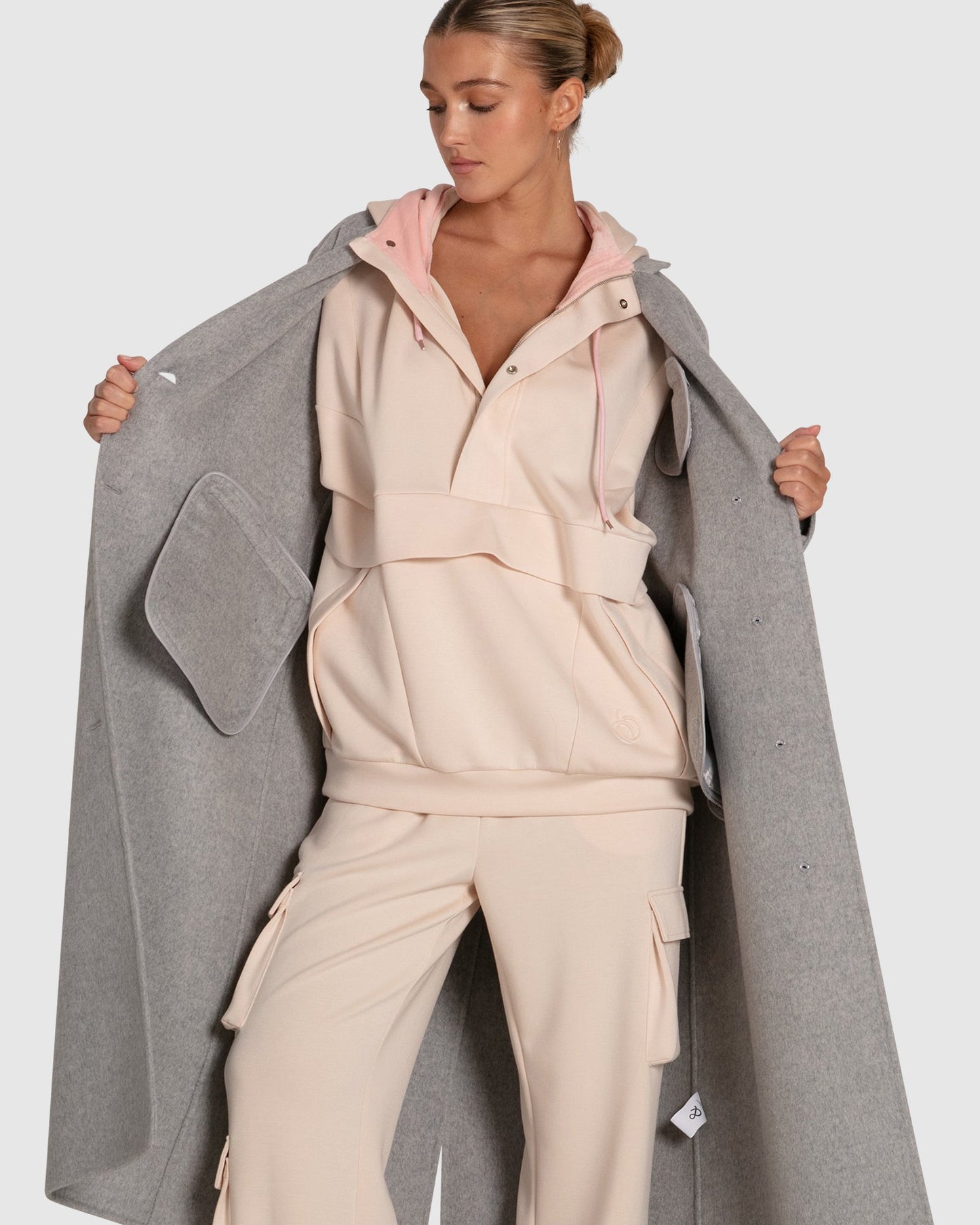 Tainted Love Wool Blend Longline Coat - Grey Marle