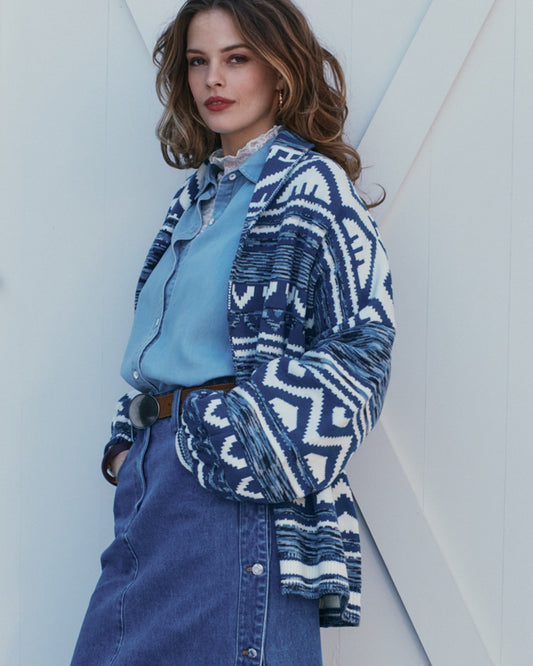 Blue Twice Loved Cardigan with wrap front - alternate view