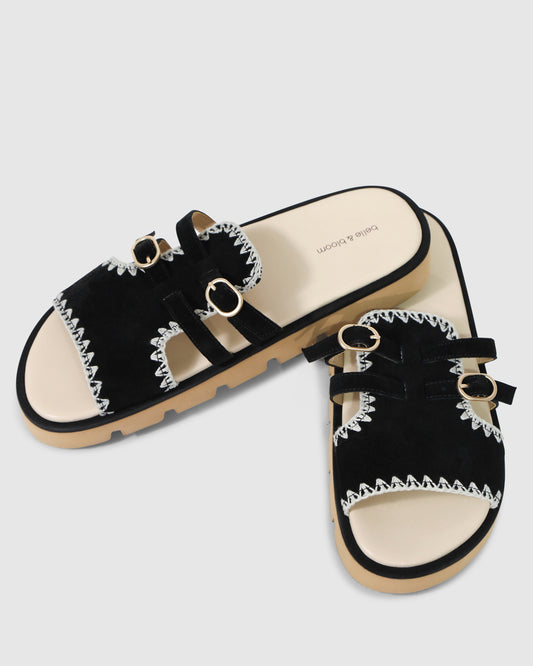 Unconditional Love Suede Slide- Black