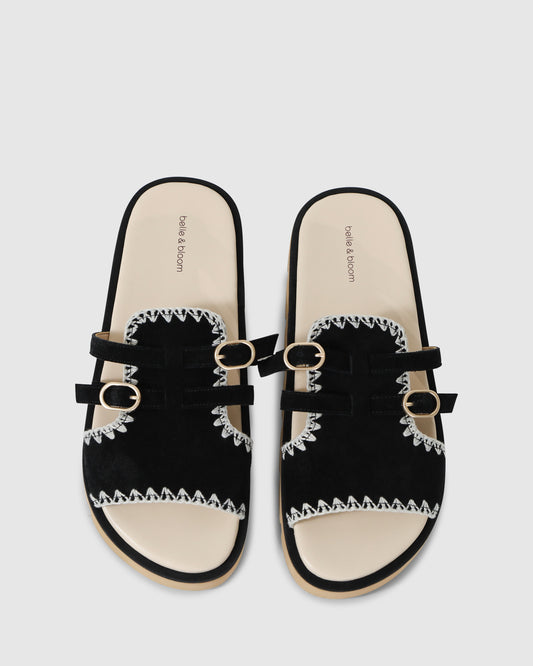Unconditional Love Suede Slide- Black