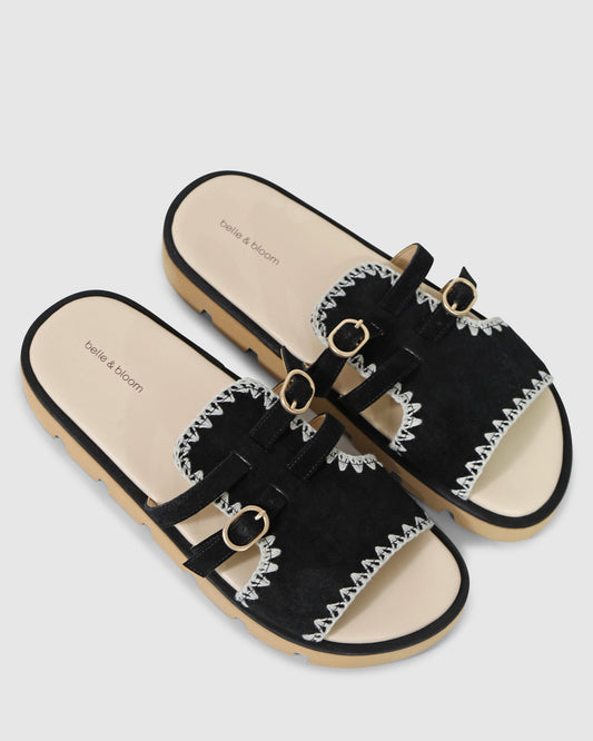 Unconditional Love Suede Slide- Black