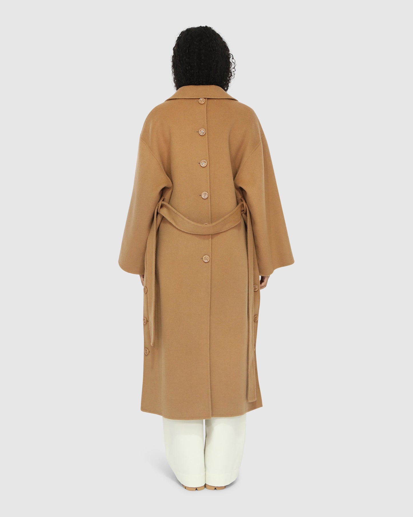 Wide Awake Wool Blend Split Hem Overcoat - Camel