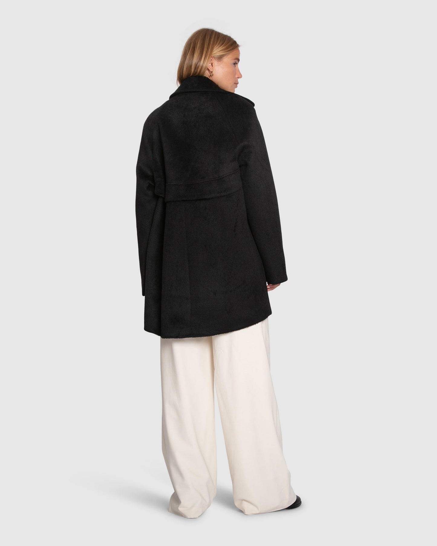 Wanna Be Loved Wool Blend Peacoat - Black