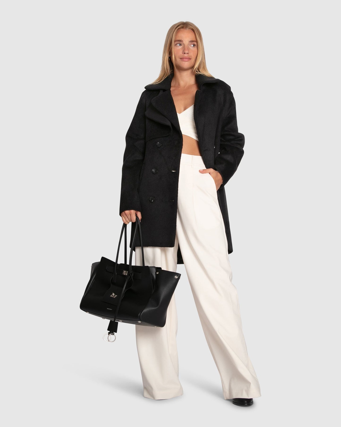 Wanna Be Loved Wool Blend Peacoat - Black