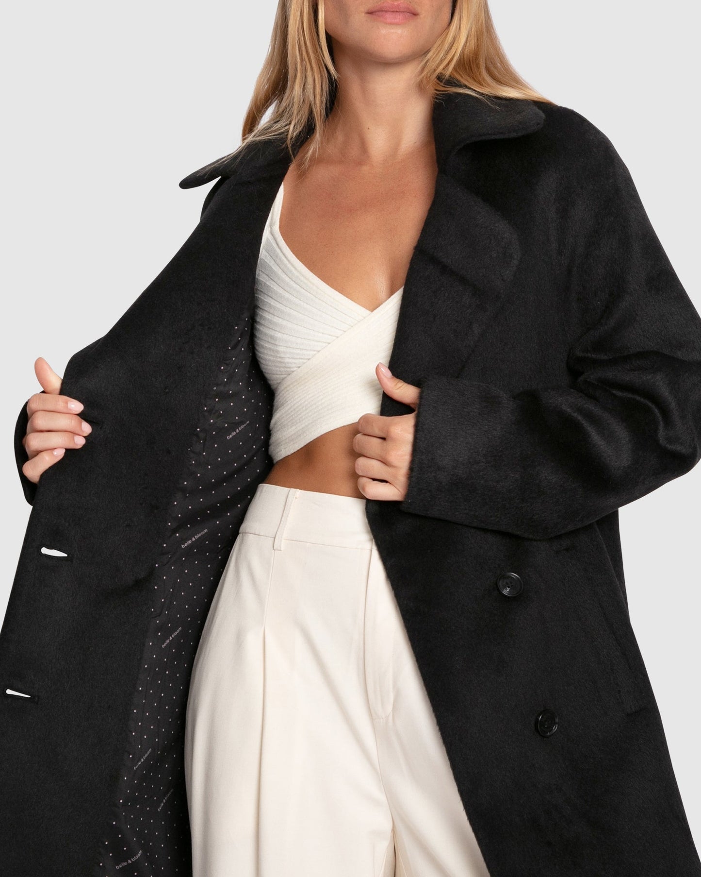 Wanna Be Loved Wool Blend Peacoat - Black