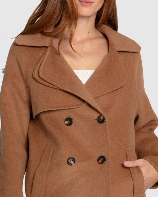 Wanna Be Loved Wool Blend Peacoat - Camel