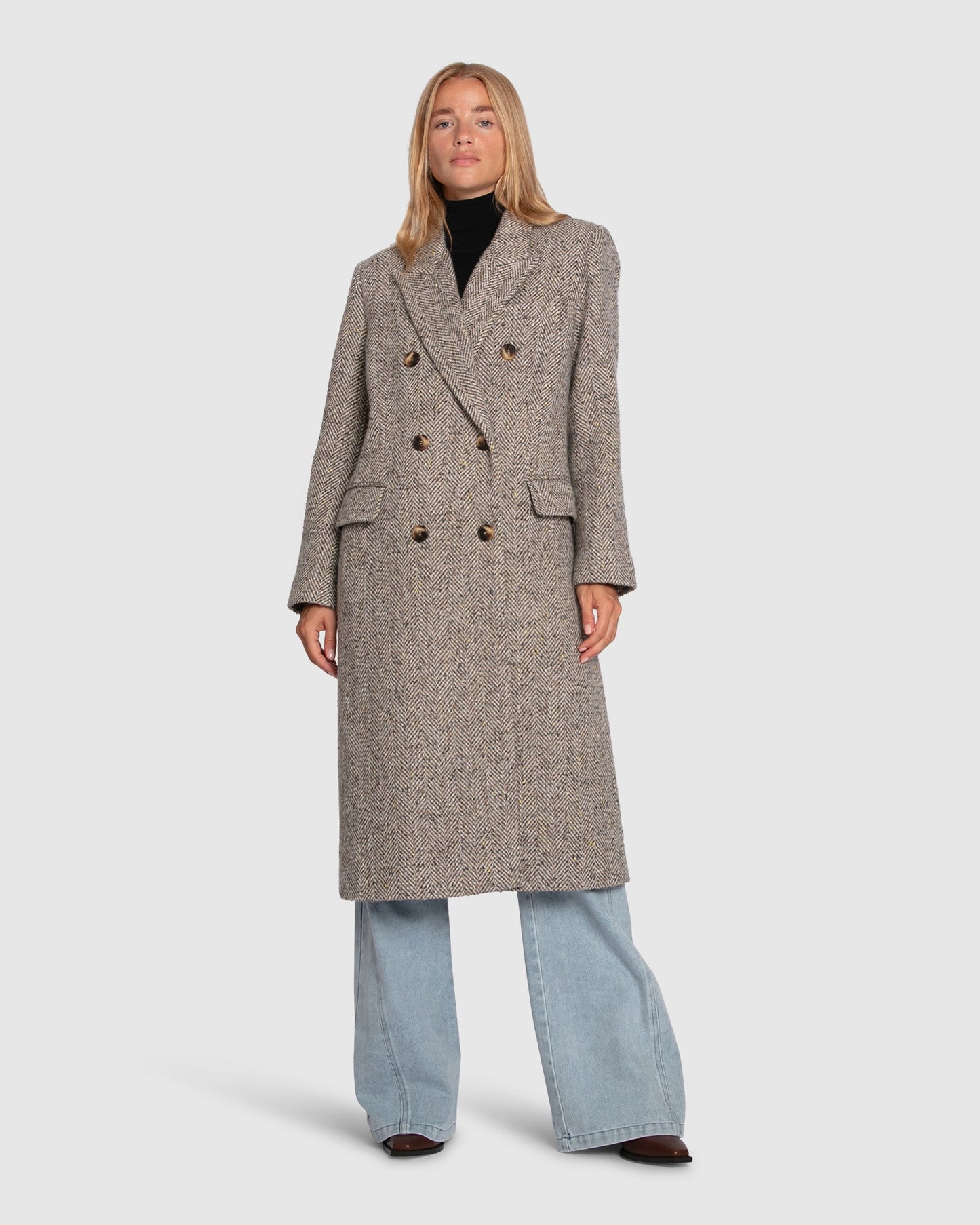 Wherever I Go Wool Blend Tweed Coat - Brown