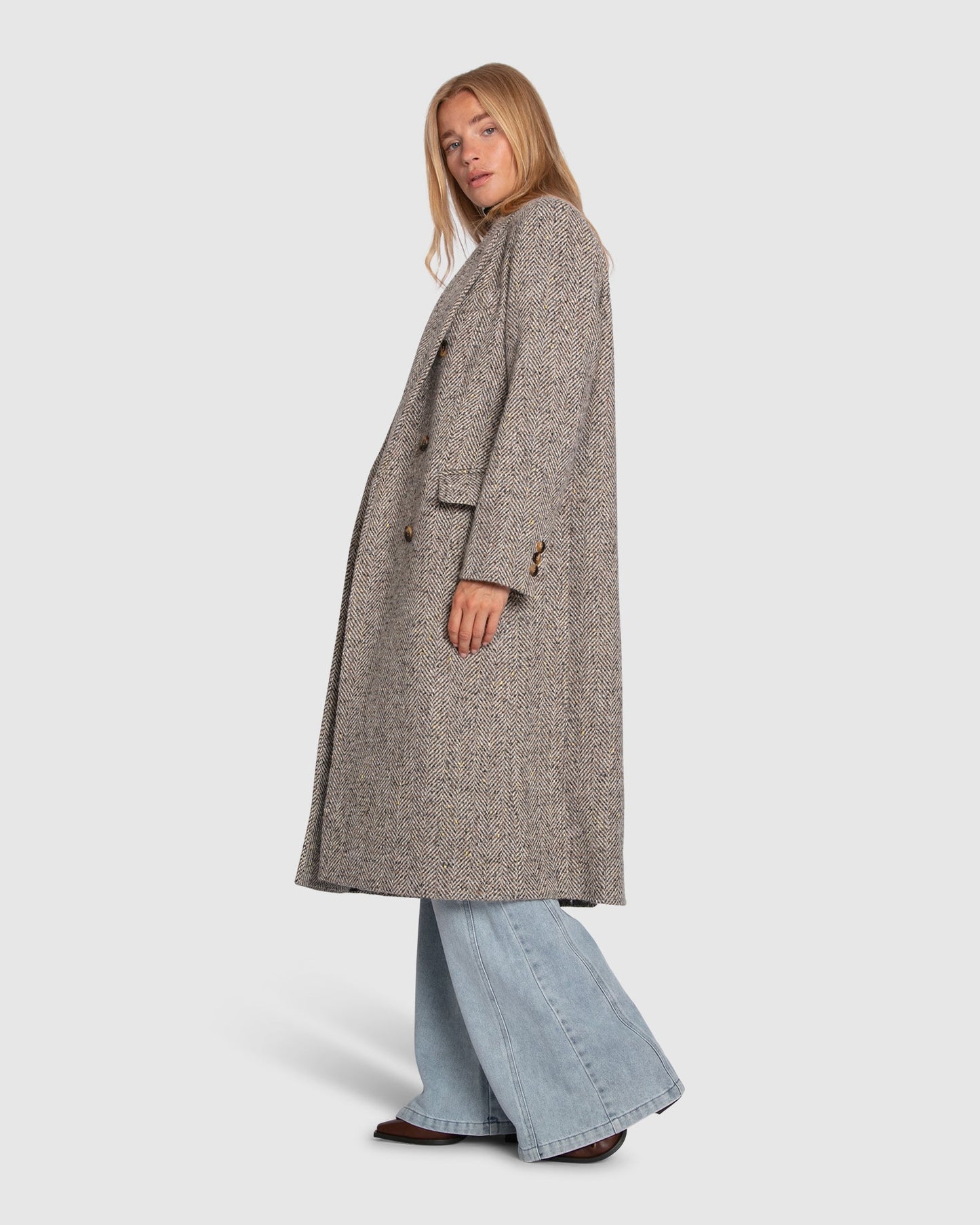 Wherever I Go Wool Blend Tweed Coat - Brown