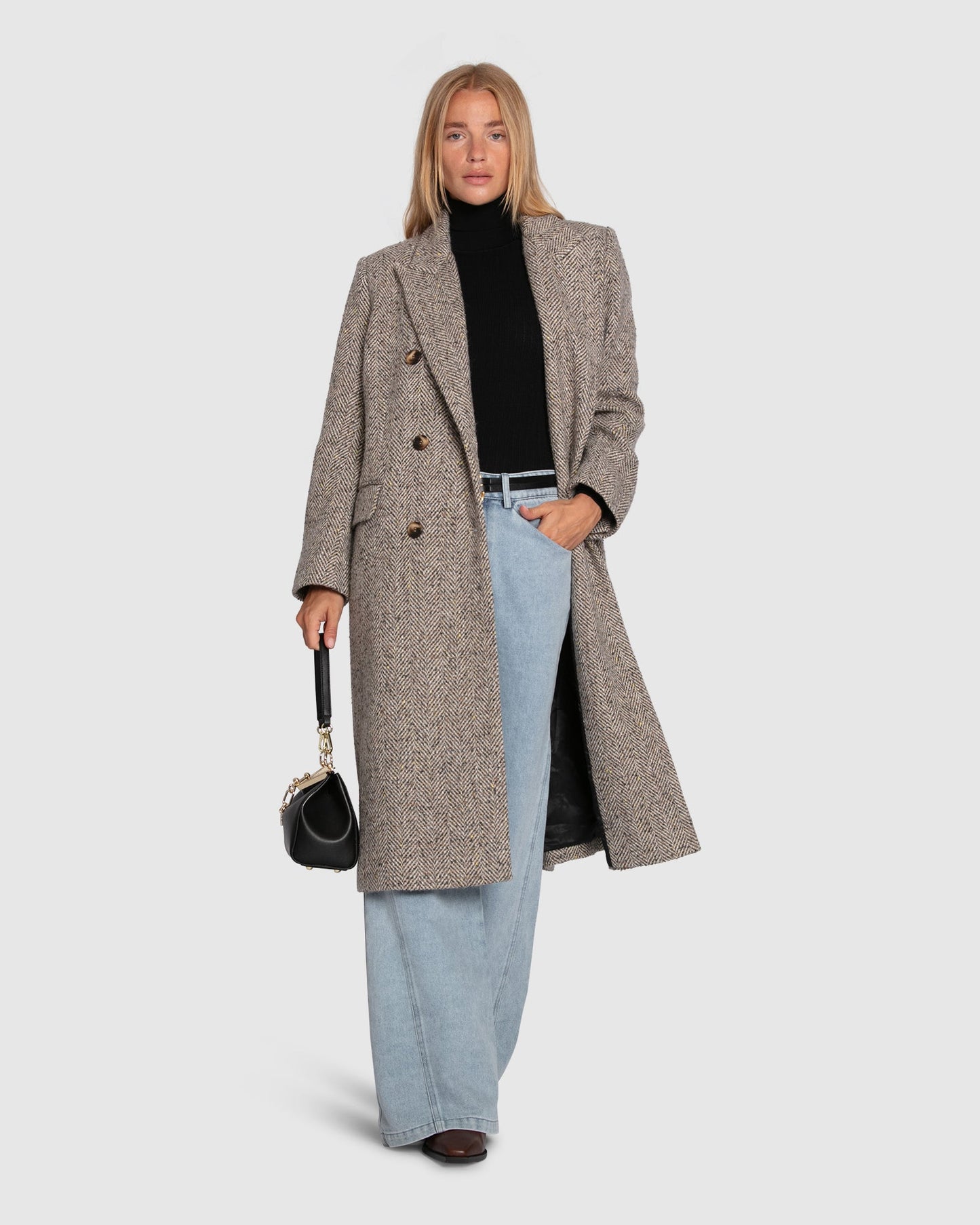 Wherever I Go Wool Blend Tweed Coat - Brown