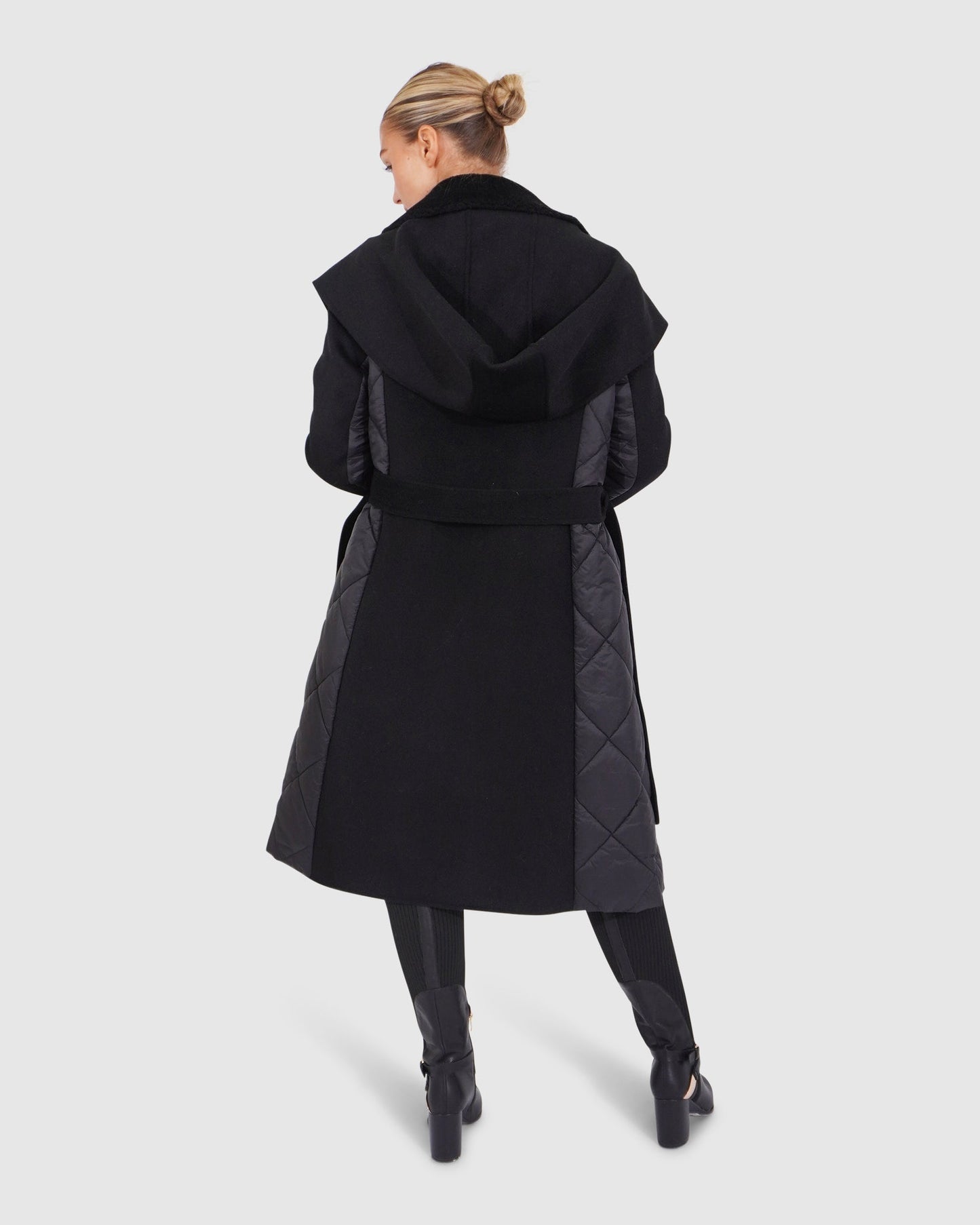 Walk Me Home Wool Blend Convertible Coat - Black