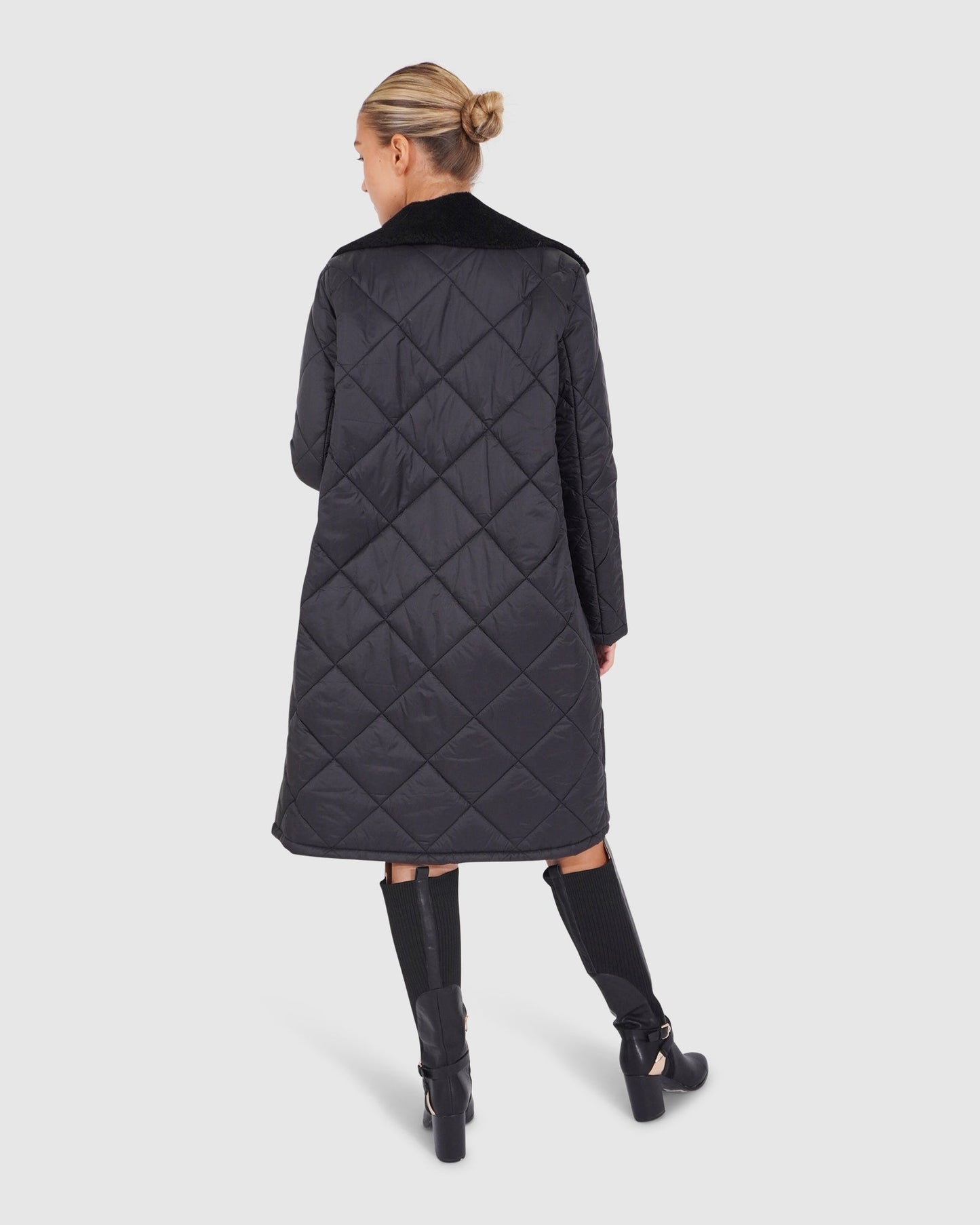 Walk Me Home Wool Blend Convertible Coat - Black