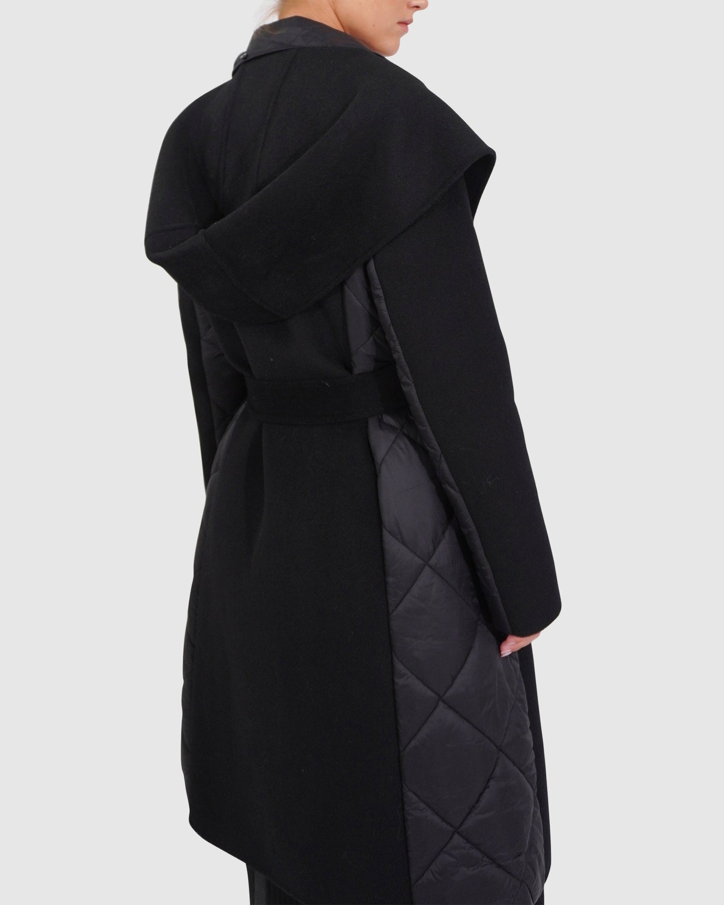Walk Me Home Wool Blend Convertible Coat - Black