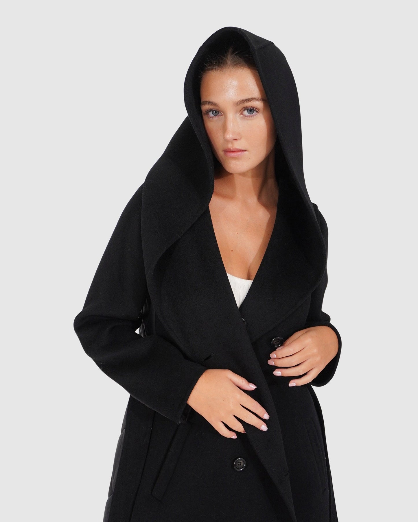 Walk Me Home Wool Blend Convertible Coat - Black