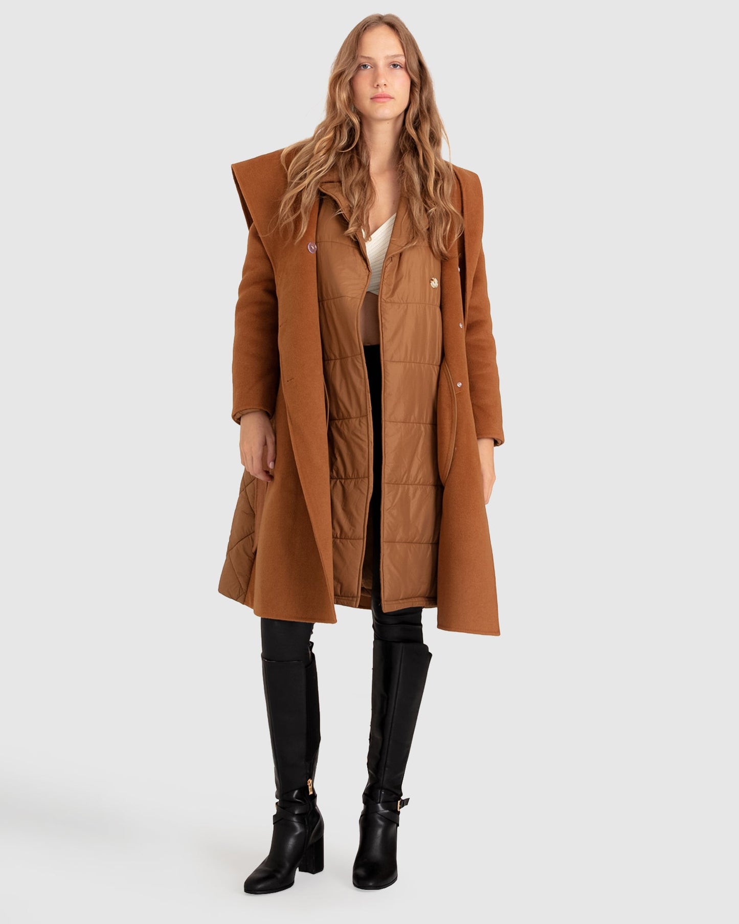 Walk Me Home Wool Blend Convertible Coat - Camel