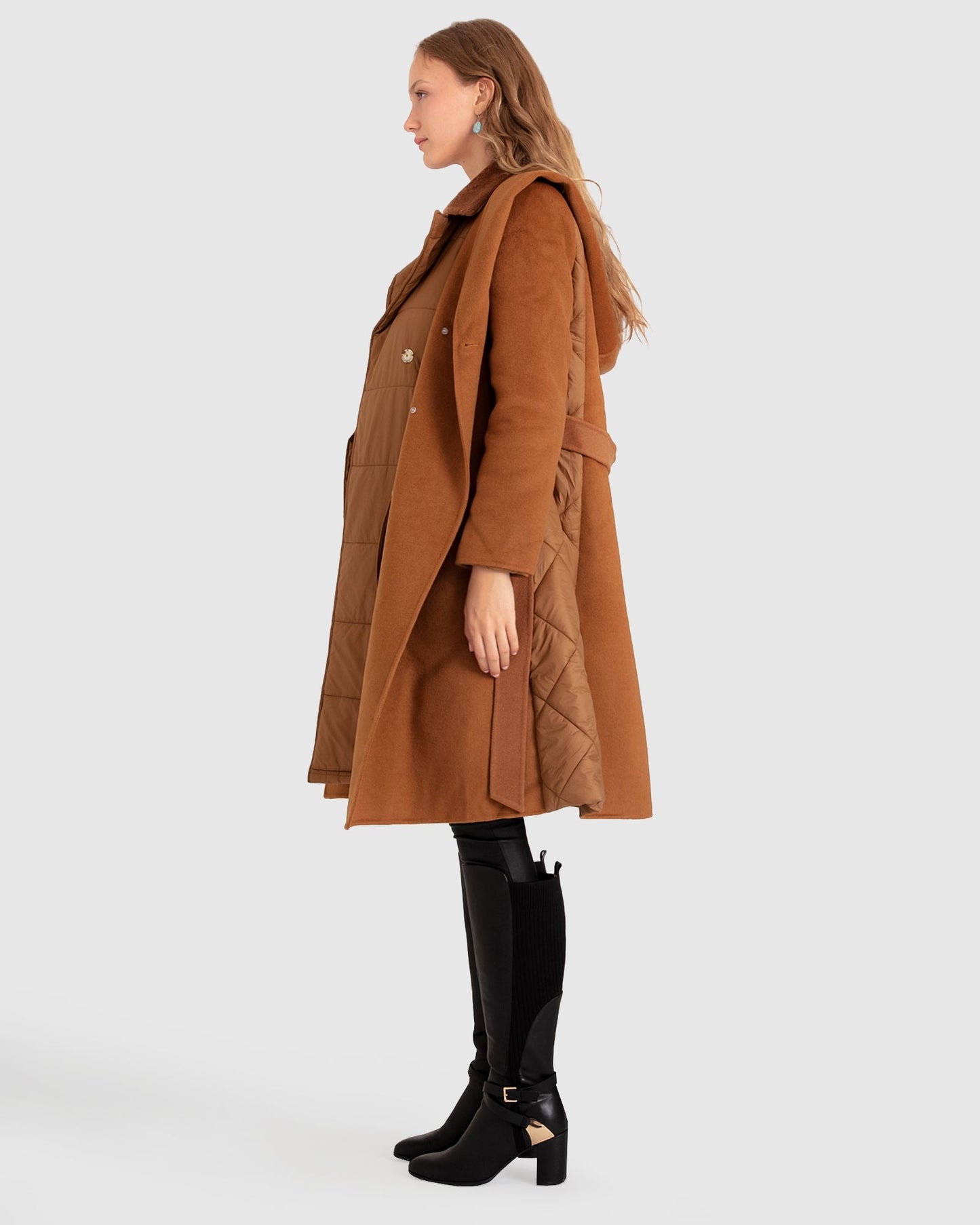 Walk Me Home Wool Blend Convertible Coat - Camel