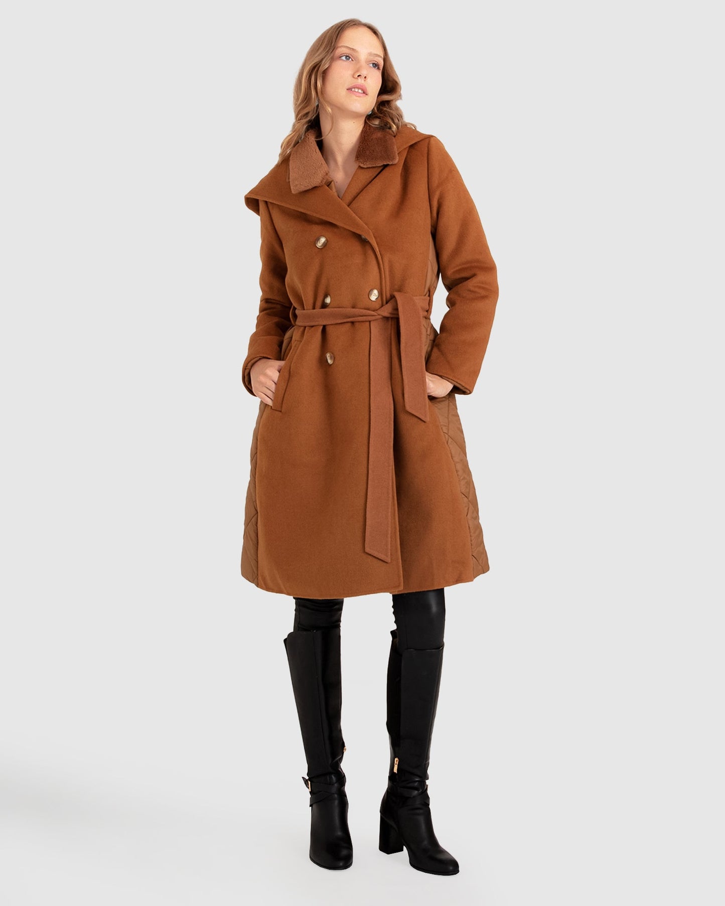 Walk Me Home Wool Blend Convertible Coat - Camel
