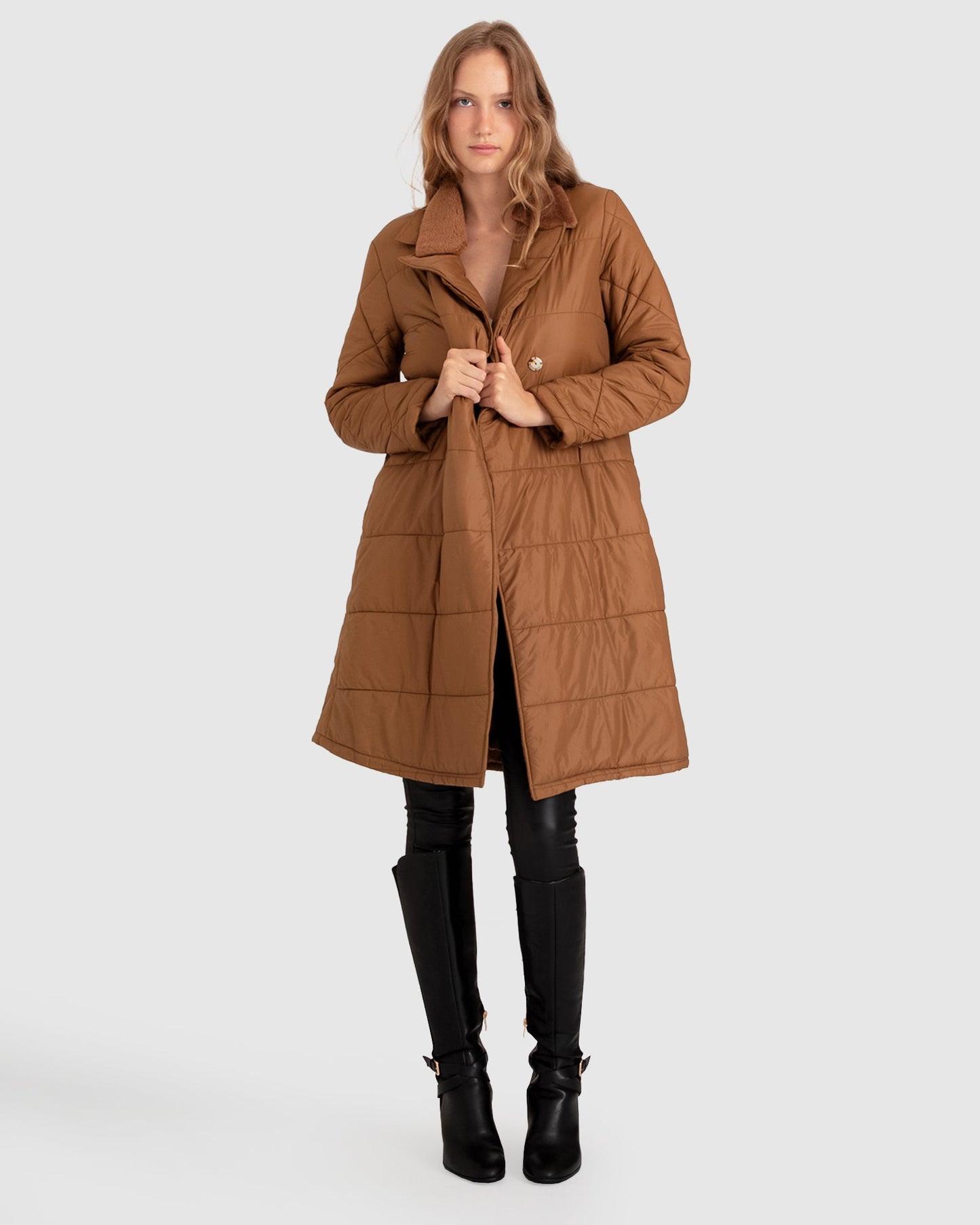 Walk Me Home Wool Blend Convertible Coat - Camel