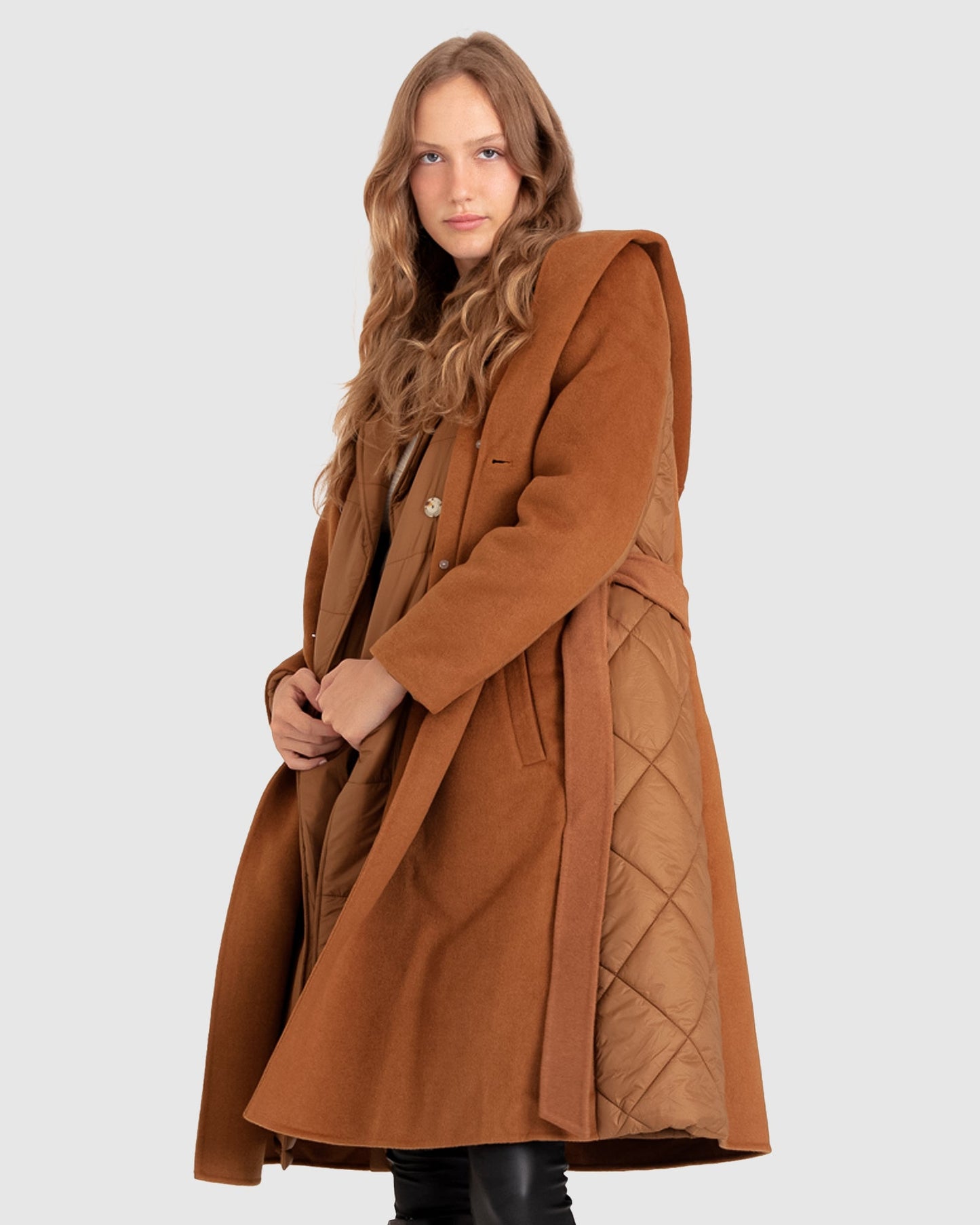 Walk Me Home Wool Blend Convertible Coat - Camel