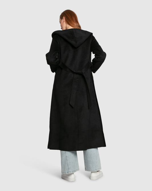 Walk My Way Wool Blend Oversized Maxi Coat - Black