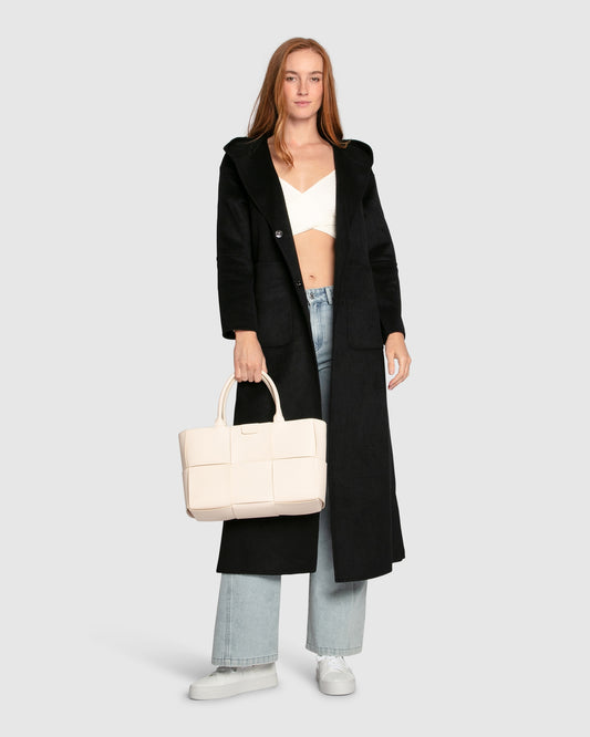 Walk My Way Wool Blend Oversized Maxi Coat - Black