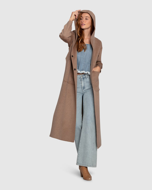 Walk My Way Wool Blend Oversized Maxi Coat - Oat