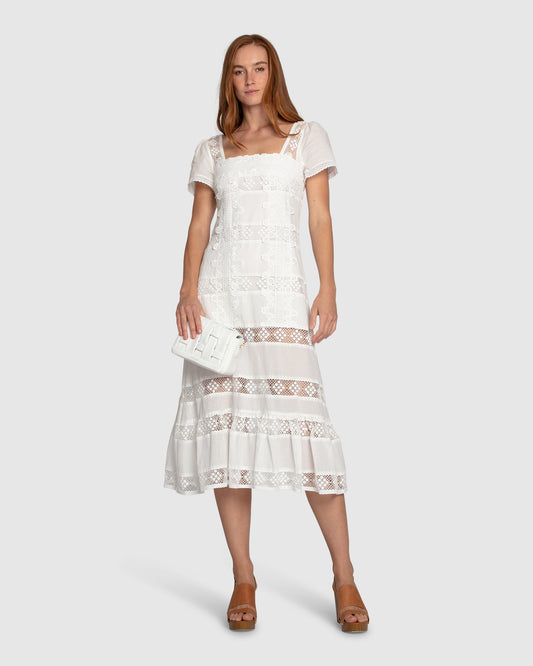 The Wild Rose Hour Lace Dress - White