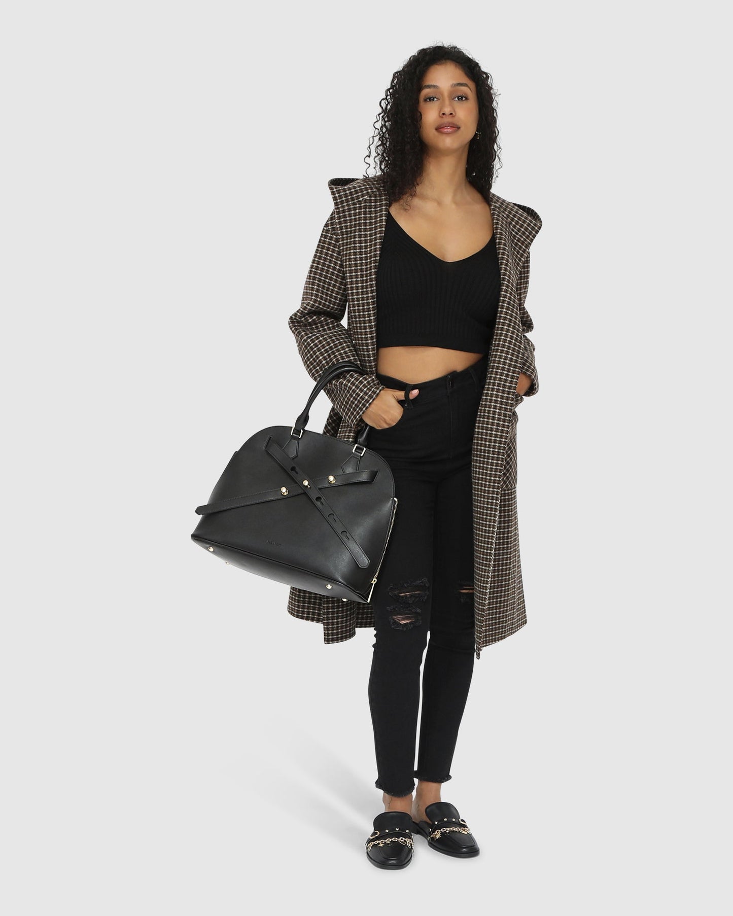 Walk This Way Wool Blend Oversized Coat - Camel Check