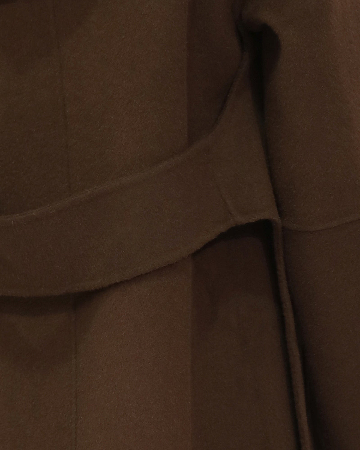Chocolate Walk This Way Wool Blend Oversized Coat with loose belt back detail - alternate view