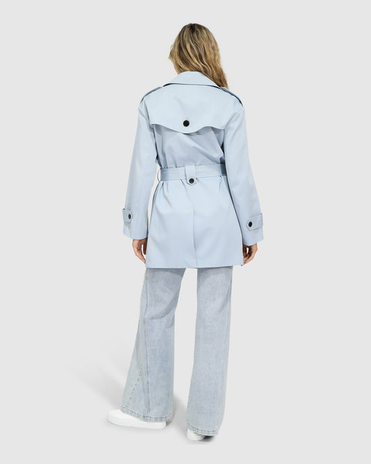 Whispers of Verona Trench Coat - Sky Blue