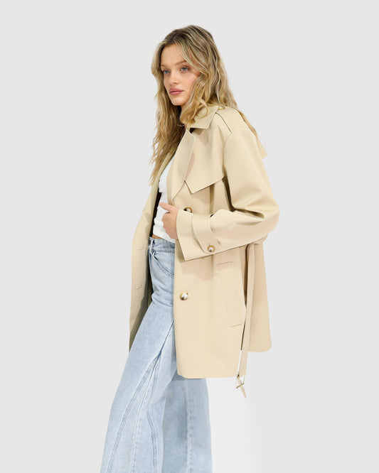Whispers of Verona Trench Coat - Light Camel