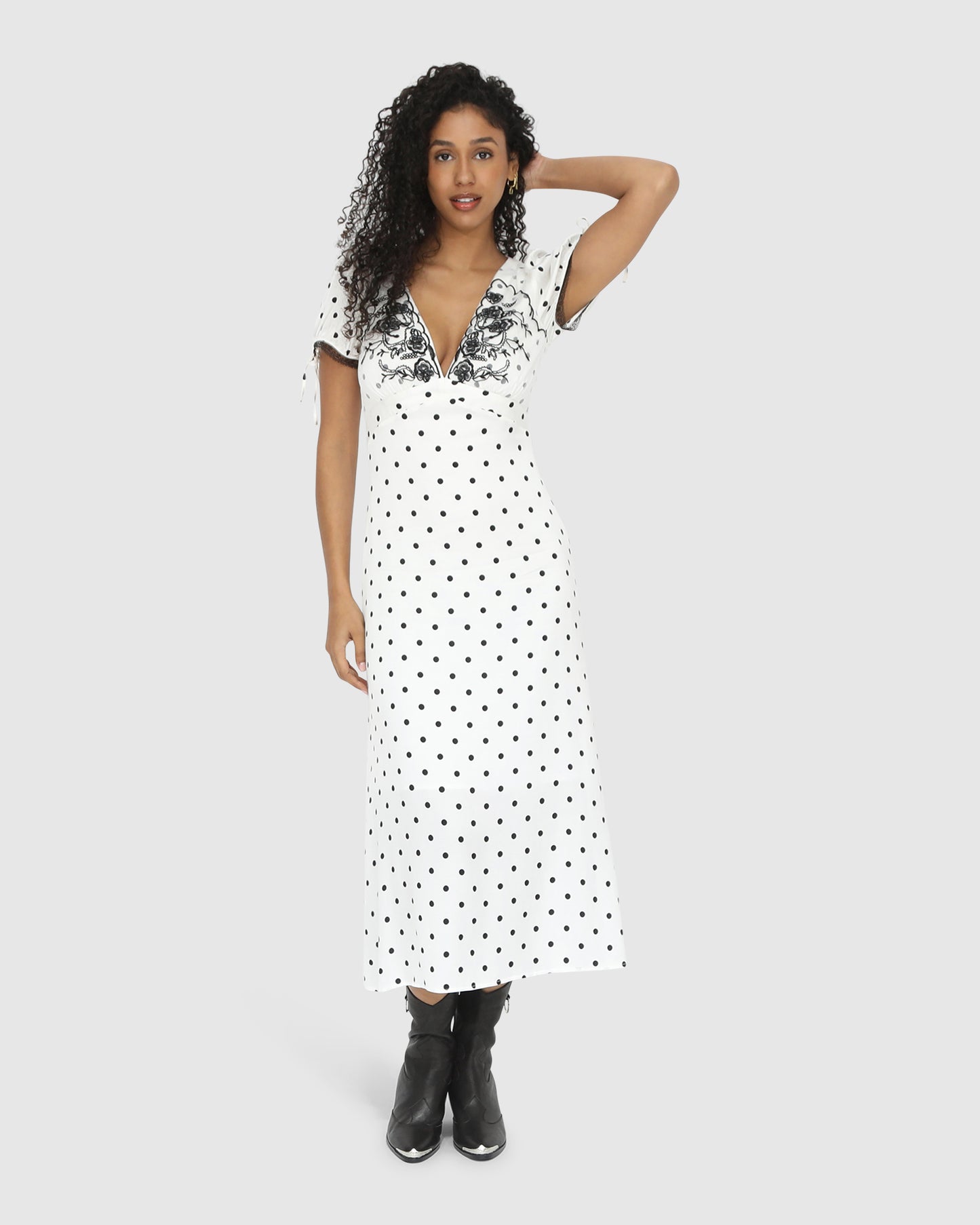 You & I Polka Dot Midi Dress - Black/White