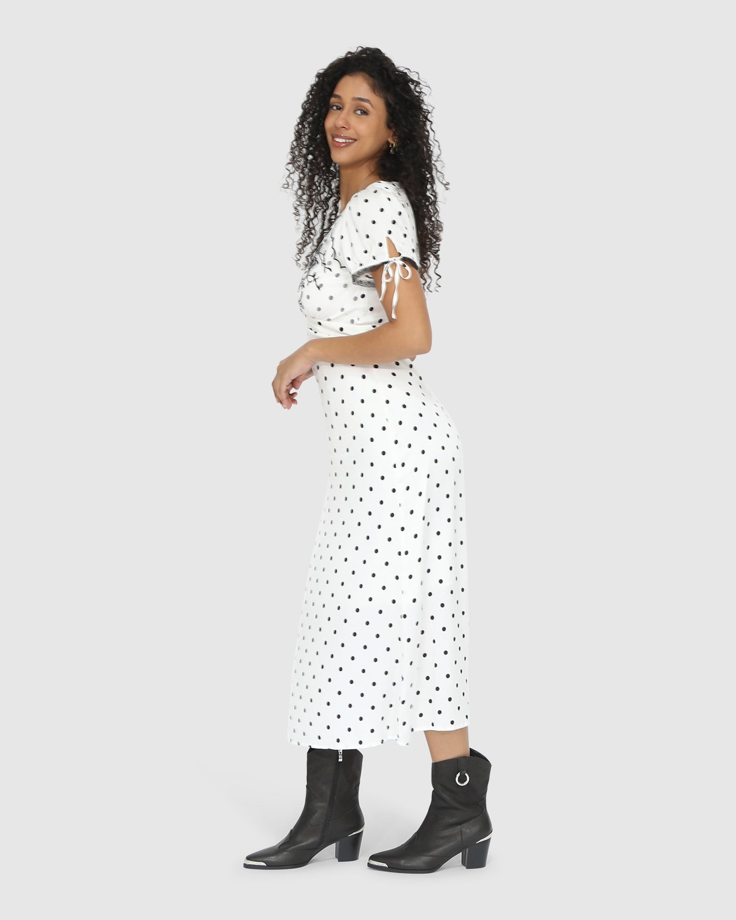 You & I Polka Dot Midi Dress - Black/White