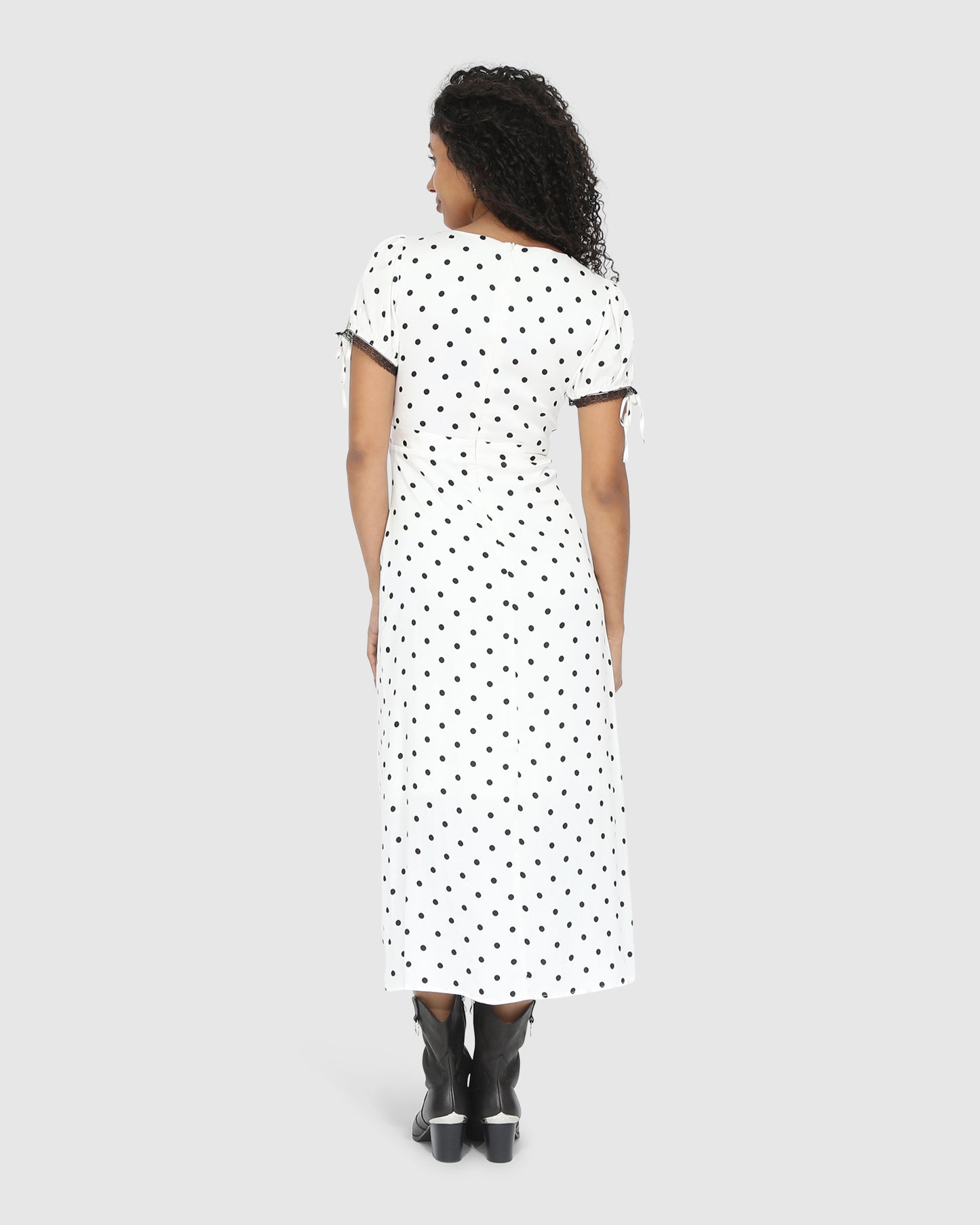 You & I Polka Dot Midi Dress - Black/White