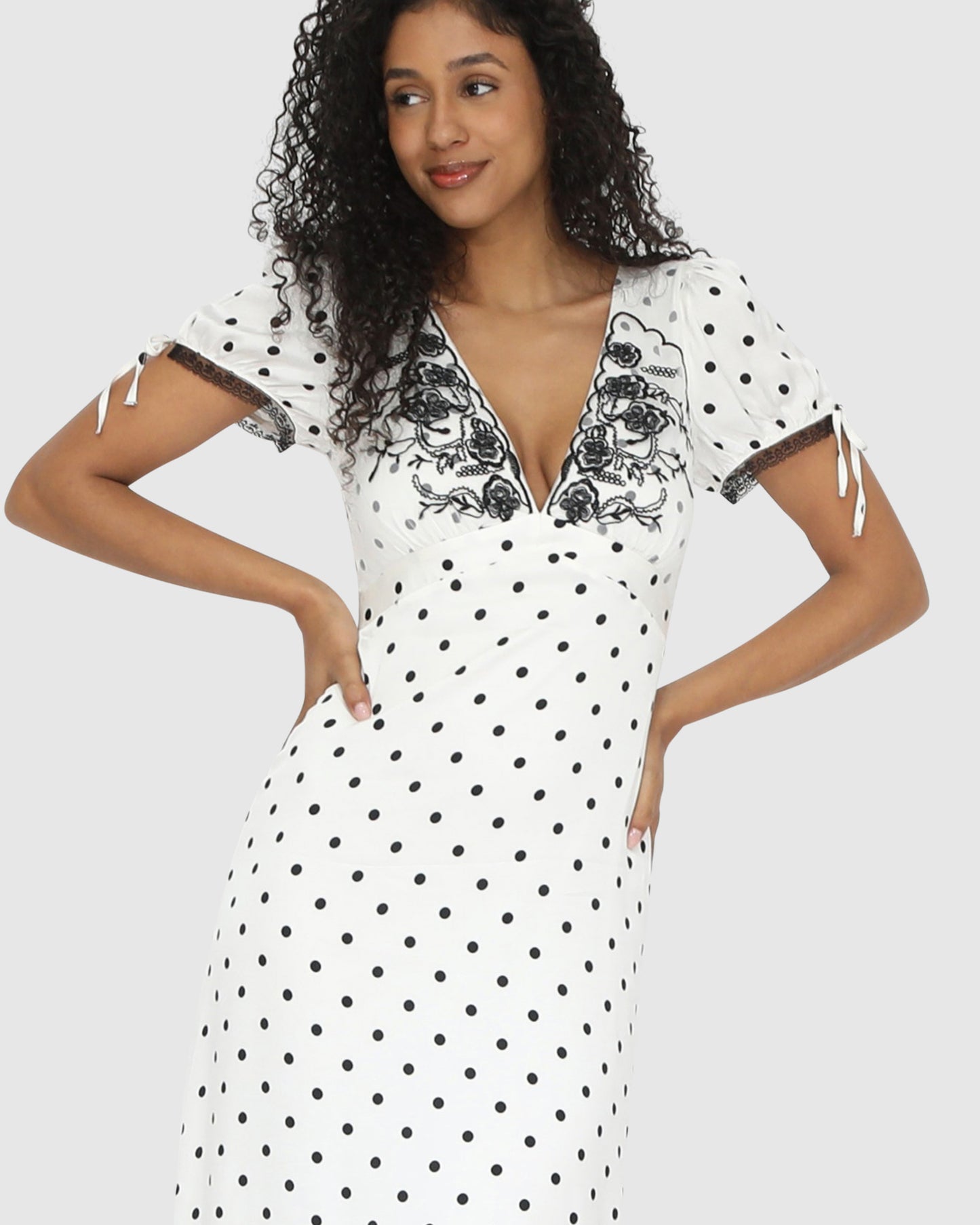 You & I Polka Dot Midi Dress - Black/White