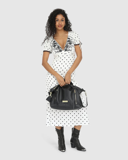 You & I Polka Dot Midi Dress - Black/White